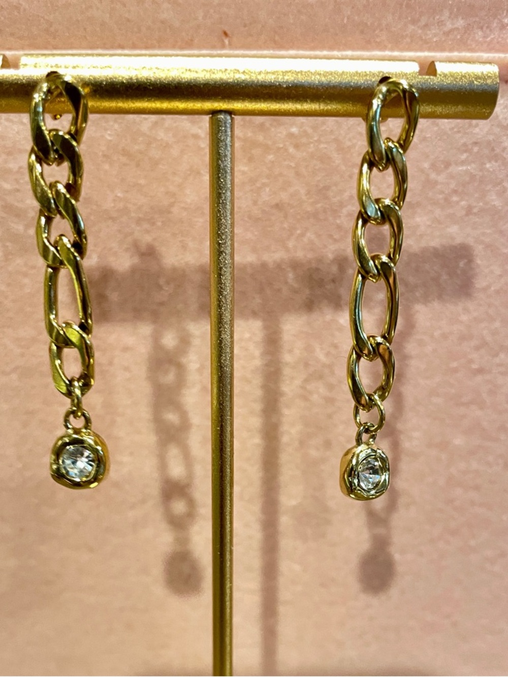 New 18 Karat Gold Plated Dangling Earrings Approx. 2”